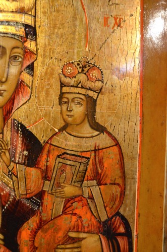 Antiquités - Icône Vierge à l'Enfant, Russie Moscou XVIIIe siècle