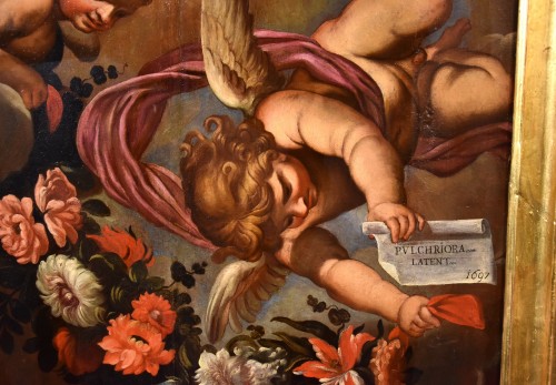 Paire d'anges à guirlande florale, Atelier de Carlo Maratta (1625 -1713) - Louis XIV