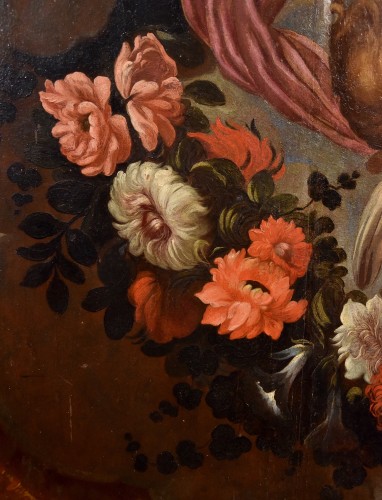 Antiquités - Paire d'anges à guirlande florale, Atelier de Carlo Maratta (1625 -1713)