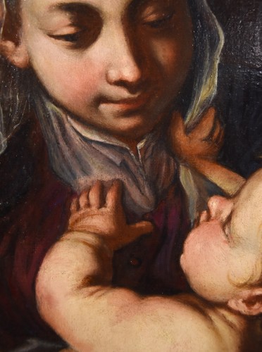 Antiquités - Vierge à l'Enfant, école italienne du 17e siècle