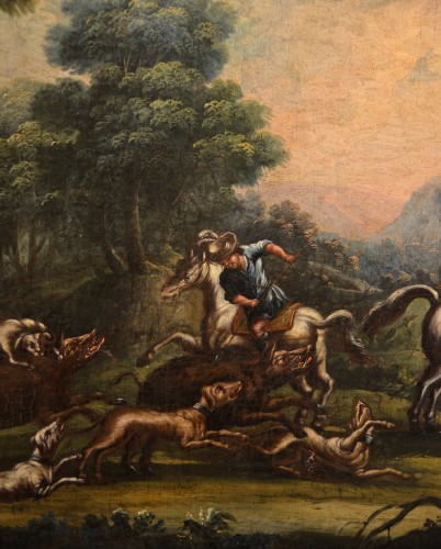 Louis XV - Maitre Piémontaise 18e siècle, scène de chasse /Le repos des bergers