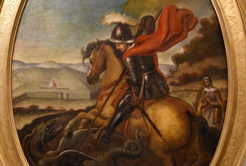 St. George Defeats The Dragon, Follower of Raphael Sanzio (Urbino - Louis XIV