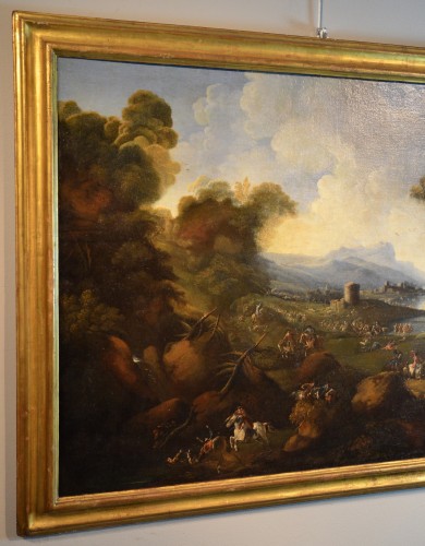 Tableaux et dessins Tableaux XVIIe siècle - Paysage côtier avec ville fortifiée, Italie 17e siècle