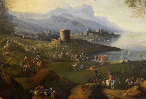 Antiquités - Coastal Landscape With Fort, Italy 17th century