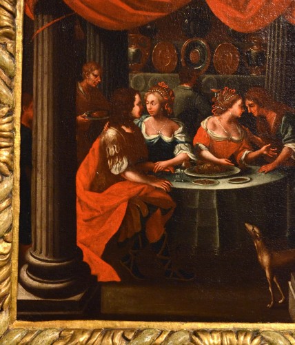 XVIIe siècle - Les plaisirs du fils prodigue, Peintre flamand actif en Vénétie au début du XVIIe siècle