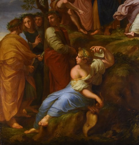 Le Parnasse avec Apollon et les Muses, école italienne du 18e siècle - Antichità Castelbarco