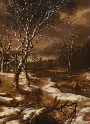 XVIIe siècle - Paysage d'hiver avec des voyageurs - Nicolaes Molenaer (1630 - 1676)