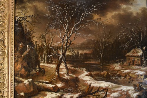 Antiquités - Paysage d'hiver avec des voyageurs - Nicolaes Molenaer (1630 - 1676)