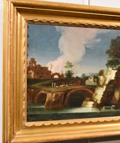 Tableaux et dessins Tableaux XVIIIe siècle - Paolo Anesi (1697 - 1773), Paysage du Latium avec le Tibre et une ruine