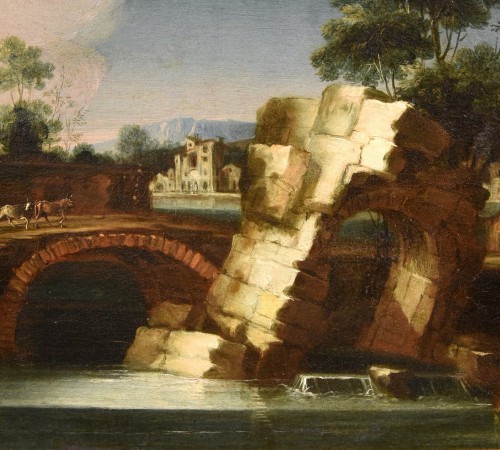 Paolo Anesi (1697 - 1773), Paysage du Latium avec le Tibre et une ruine - Louis XIV