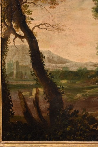 Louis XIV - Paysage boisé de la campagne romaine, école italienne du 17e siècle