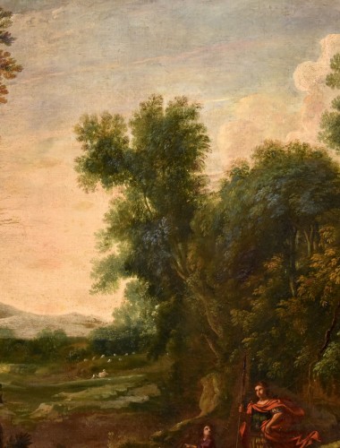 Antiquités -  Woodland Landscape With The Archangel , italian school of the 17th century