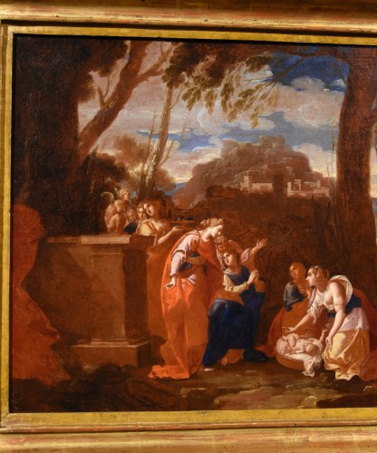 Tableaux et dessins Tableaux XVIIe siècle - Le petit Moïse retrouvé par la fille de Pharaon - Atelier de Nicolas Poussin (1594 - 1665)