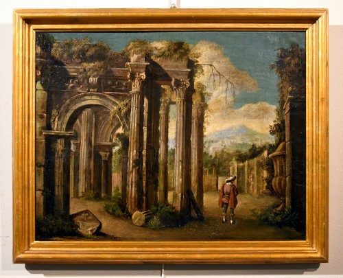Paintings & Drawings  - Pair Of Views With Classical Ruins, Roman school late 17th  early 18th century
