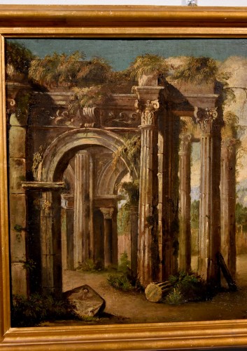 Pair Of Views With Classical Ruins, Roman school late 17th  early 18th century - Louis XIV