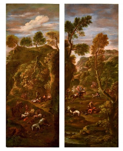 Giuseppe Zais (1709 - 1781), The Assault Of The Brigands /  - Paintings & Drawings Style Louis XIV