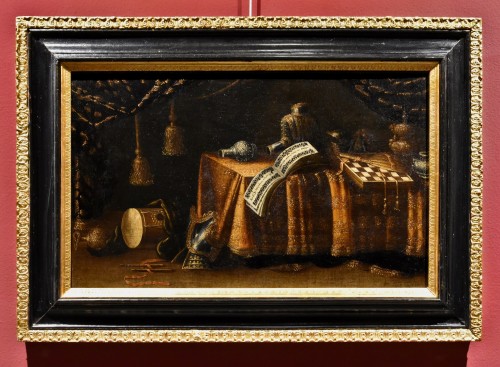 Still Life With Vanitas - Circle of Francesco Noletti (1611 - 1654) - Paintings & Drawings Style Louis XIV