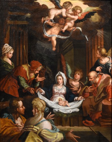 Nativité et adoration des bergers, Atelier de Hans Von Aachen (1552 - 1615) 