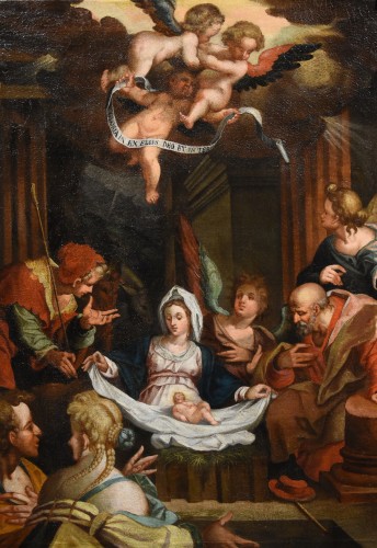 Nativité et adoration des bergers, Atelier de Hans Von Aachen (1552 - 1615)  - Antichità Castelbarco