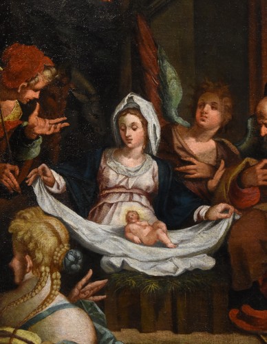 XVIe siècle et avant - Nativité et adoration des bergers, Atelier de Hans Von Aachen (1552 - 1615) 