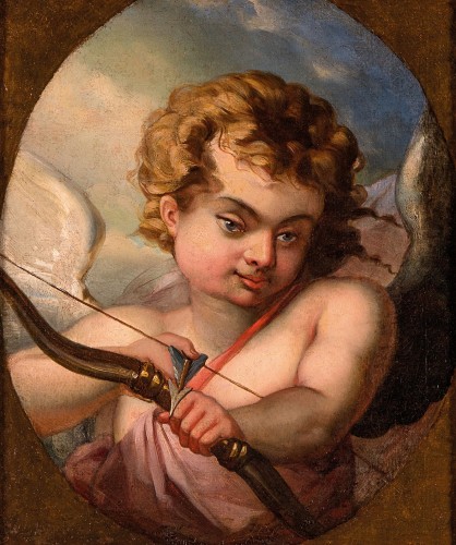 Cupidon - Ecole française du XVIIIe siècle, entourage de François Boucher (1703-1770 - Tableaux et dessins Style Louis XVI