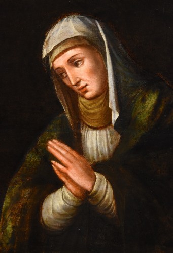 Salvator Mundi avec la Vierge, peintre Titienesque (16e - 17e siècle) - Antichità Castelbarco
