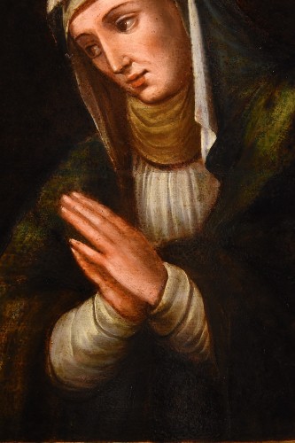 Antiquités - Salvator Mundi avec la Vierge, peintre Titienesque (16e - 17e siècle)
