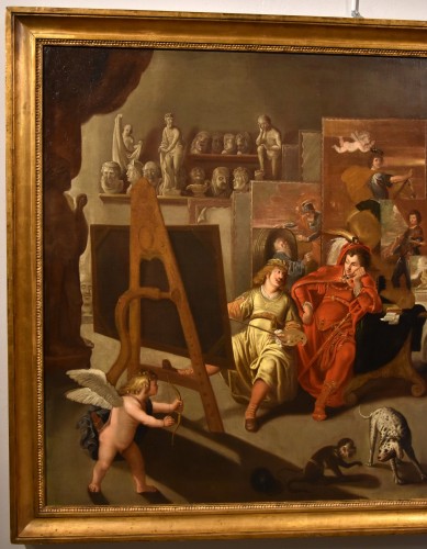 Tableaux et dessins Tableaux XVIIe siècle - Balthasar Van Den Bossche (1681 -1715), Alexandre le Grand et Campaspe dans l'atelier du peintre Apelles