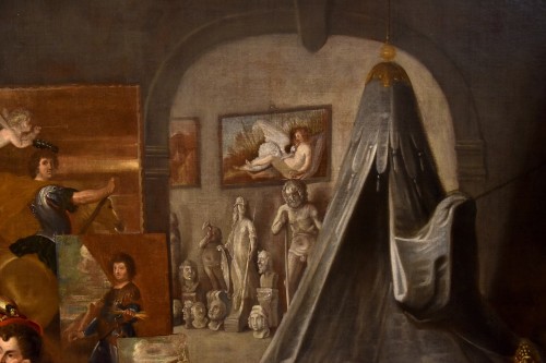 XVIIe siècle - Balthasar Van Den Bossche (1681 -1715), Alexandre le Grand et Campaspe dans l'atelier du peintre Apelles
