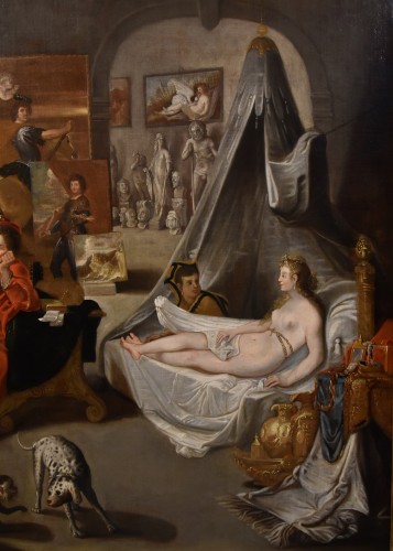 Antiquités - Balthasar Van Den Bossche (1681 -1715), Alexandre le Grand et Campaspe dans l'atelier du peintre Apelles