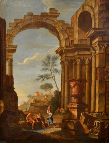 Pierre Antoine Demachy (1723 - 1807), Paysage romain avec capriccio architectural