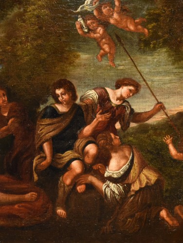 XVIIe siècle - Diane et ses nymphes surprises par Actéon, atelier de Francesco Albani (1578 - 1660)