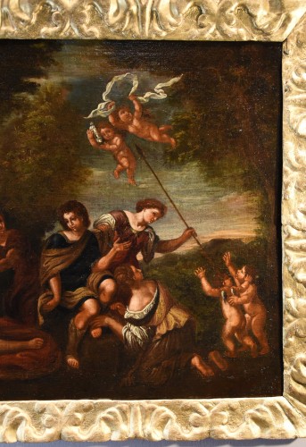 Antiquités - Diane et ses nymphes surprises par Actéon, atelier de Francesco Albani (1578 - 1660)