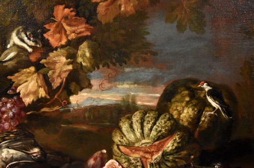 XVIIe siècle - Nature morte dans un paysage, Giovanni Paolo Castelli, Dit Spadino (1659-1730)
