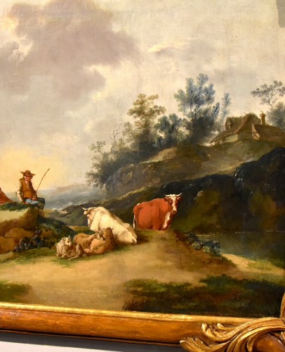 Paysage avec rivière et bergers- École kitalienne du 18e siècle, cercle de Francesco Zuccarelli (1702 - 1788) - Louis XIV