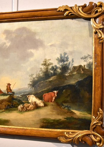 Louis XIV - Paysage avec rivière et bergers- École kitalienne du 18e siècle, cercle de Francesco Zuccarelli (1702 - 1788)