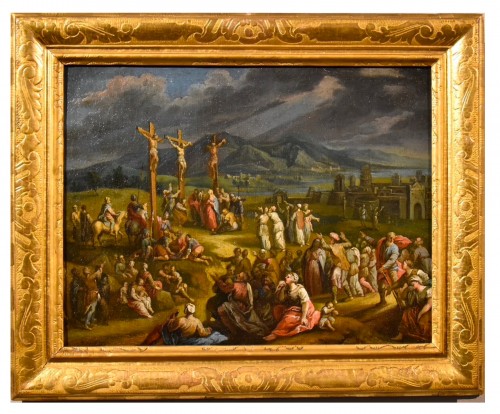 Paysage fantastique avec la crucifixion du Christ, Scipione Compagno (1624 - 1680)