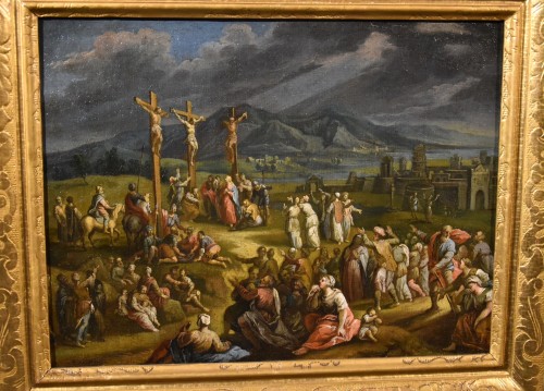 Fantastic Landscape With The Crucifixion Of Christ, Scipione Compagno  - Paintings & Drawings Style Louis XIII