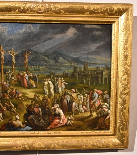 Paysage fantastique avec la crucifixion du Christ, Scipione Compagno (1624 - 1680) - Antichità Castelbarco