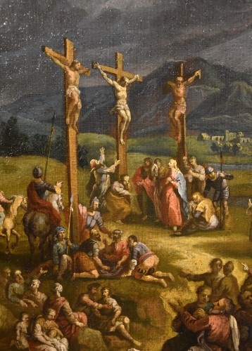XVIIe siècle - Paysage fantastique avec la crucifixion du Christ, Scipione Compagno (1624 - 1680)