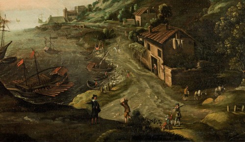 Paysage côtier fantastique, Marten Van Valckenborch (1535 - 1612) cercle - Louis XIII