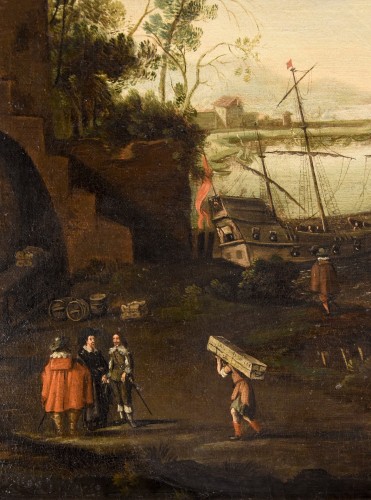 Antiquités - Paysage côtier fantastique, Marten Van Valckenborch (1535 - 1612) cercle