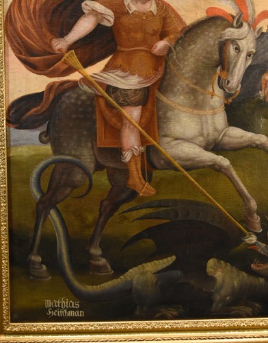 Antiquités - Saint George And The Dragon, Alpine Painter 17th Century
