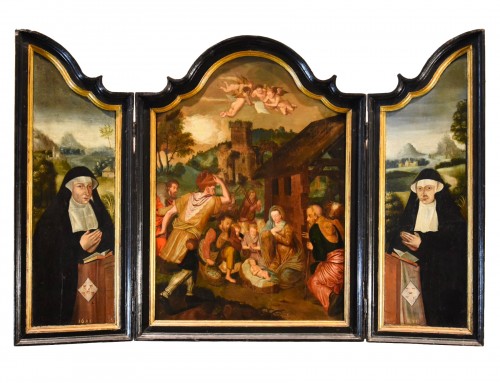 Triptyque avec l'Adoration des Bergers Atelier de Pieter Pourbus (1523 - 1584)