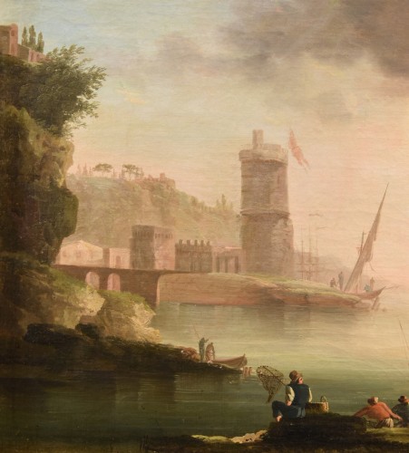 18th century - Coastal View At Sunset, Atelier of Charles François Grenier De Lacroix De Marseille 