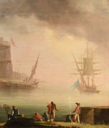 Coastal View At Sunset, Atelier of Charles François Grenier De Lacroix De Marseille  - Louis XV