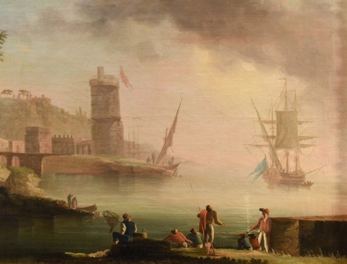 Louis XV - Coastal View At Sunset, Atelier of Charles François Grenier De Lacroix De Marseille 