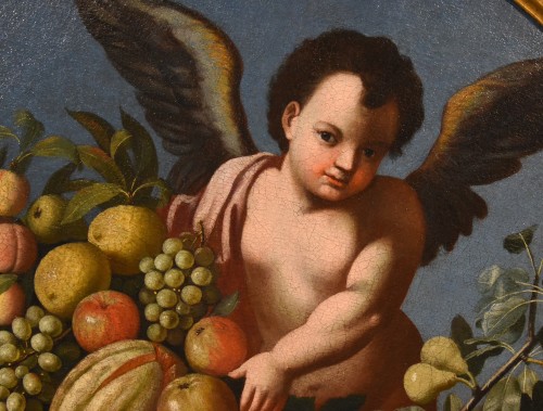 Paintings & Drawings  - Three Angels Holding A Composition Of Fruits, Luigi Garzi (1638 - 1721)