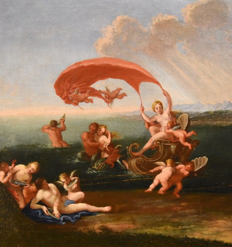 Tableaux et dessins Tableaux XVIIe siècle - Le triomphe de la nymphe Galatée - École italienne du 17e siècle