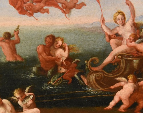 Antiquités - Le triomphe de la nymphe Galatée - École italienne du 17e siècle